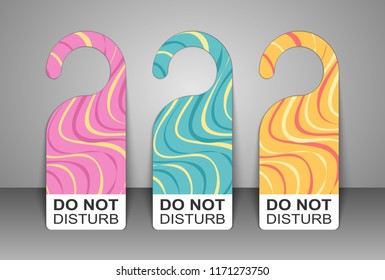 Do Not Disturb Door Hanger Tags for Room in Hotel Set. Vector Illustration.