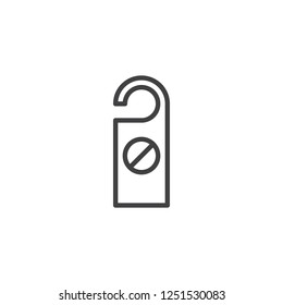 Do not disturb door hanger outline icon. linear style sign for mobile concept and web design. Hotel tag simple line vector icon. Symbol, logo illustration. Pixel perfect vector graphics