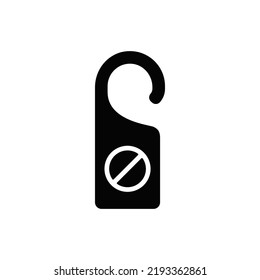 do not disturb door hanger icon in black flat glyph, filled style isolated on white background