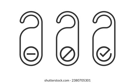 Do not disturb door hanger icon in outline stroke style, hotel service, simple outline flat style vector illustration.