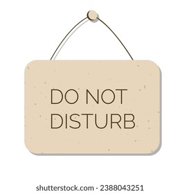 Do not disturb door hanger sign, tag or label. Hotel room door handle or knob hanging card and warning message on white background. Vector illustration.