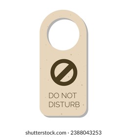 Do not disturb door hanger sign, tag or label. Hotel room door handle or knob hanging card and warning message on white background. Vector illustration.