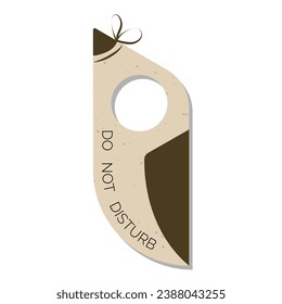 Do not disturb door hanger sign, tag or label in the shape of a cute bird. Hotel room door handle or knob hanging card and warning message on white background. Vector illustration.