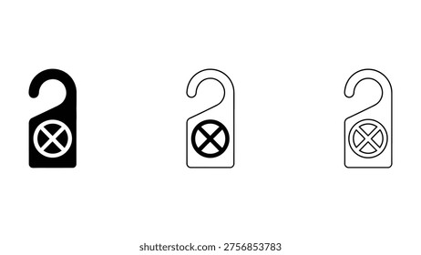 do not disturb door hanger icon set with solid and outline styles hotel privacy sign minimal black vector illustration for ui design