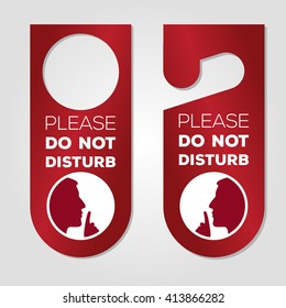 Do not disturb. Door hanger. Keep quiet and shhh sign. Illustrated Vector.