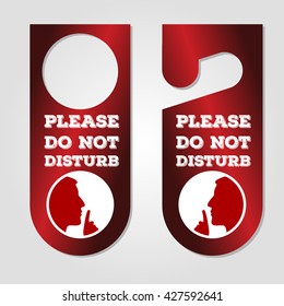 Do not disturb. Door hanger. Keep quiet and shhh sign. Illustrated Vector.