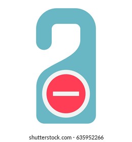Do not disturb door hanger tag flat icon, travel and tourism, vector graphics, a colorful solid pattern on a white background, eps 10.