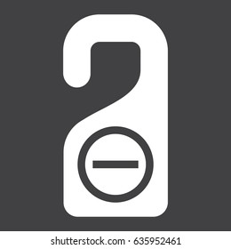 Do not disturb door hanger tag solid icon, travel and tourism, vector graphics, a filled pattern on a black background, eps 10.