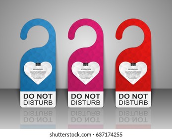 Do Not Disturb Door Hanger Tags for Room in Hotel Set. Vector Illustration.