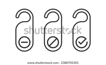 Do not disturb door hanger icon in outline stroke style, hotel service, simple outline flat style vector illustration.