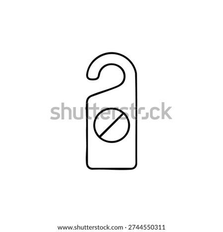 Do not disturb door hanger icon black and white hotel room privacy sign simple line vector illustration