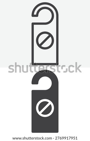 Do not disturb door hanger icon in line and solid style. Outline sign tag. Vector icon set editable stroke. Privacy sign and symbol hanger icon.