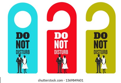 Do not disturb. Door hanger.bride and groom
