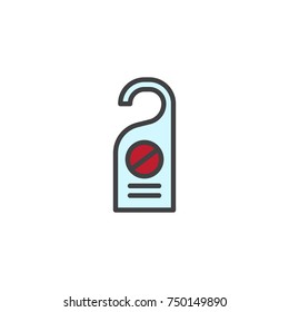 Do not disturb door tag filled outline icon, line vector sign, linear colorful pictogram isolated on white. Door hanger symbol, logo illustration. Pixel perfect vector graphics