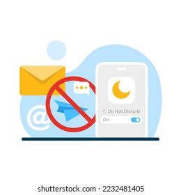 Nicht stören, Fokus-Modus auf Smartphone-Konzept Illustration flaches Design Vektor eps10. modernes grafisches Element zur Landung, leerer Zustand ui, Infografik, Symbol