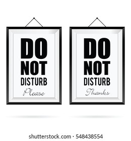 do not disturb in frame design set illustration in colorful