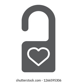Do not disturb glyph icon, privacy and tag, door hanger sign, vector graphics, a solid pattern on a white background, eps 10.