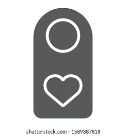 No molestar el icono del glifo, la valentina y la festividad, el signo del colgador de la puerta, los gráficos vectoriales, un patrón sólido en un fondo blanco, pasos 10