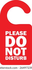 Do not disturb handle door icon . Red do no disturb card sign . Vector illustration