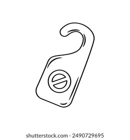 Do not disturb hanger hotel sign doodle icon. Vector food hand drawn sketch illustration.