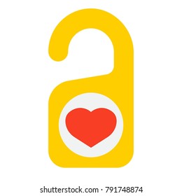 Do not disturb with heart flat icon, valentines day and romantic, door hanger sign vector graphics, a colorful solid pattern on a white background, eps 10.