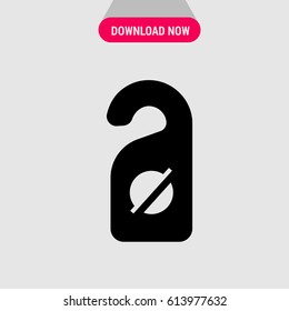Do Not Disturb Hotel Door Hanger Vector Icon, The black colour signboard don't disturb. Simple, modern flat vector illustration for mobile app, website or desktop app  