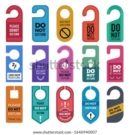 Do not disturb. Hotel handle door room symbols for vector illustrations