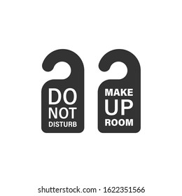 Do not disturb hotel sign icon in flat style. Inn vector illustration on white isolated background. Make up room business concept.