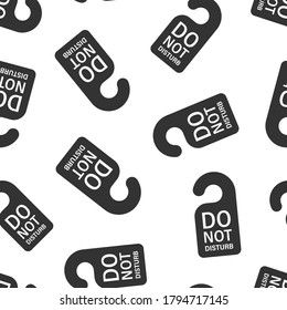 Do not disturb hotel sign icon in flat style. Inn vector illustration on white isolated background. Hostel clean room seamless pattern business concept.