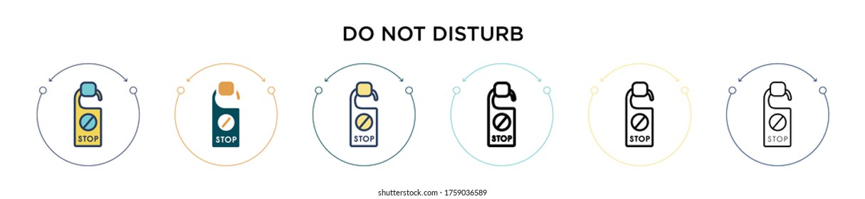 Do not disturb icon in filled, thin line, outline and stroke style. Vector illustration of two colored and black do not disturb vector icons designs can be used for mobile, ui, web