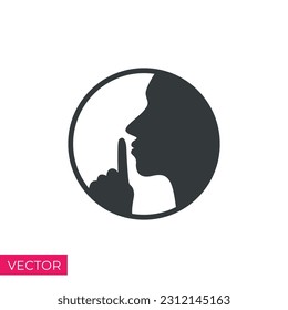 do not disturb icon, please do quiet, pssst or shhh gesture lips, silence or secret, keep shut mouth - icon vector