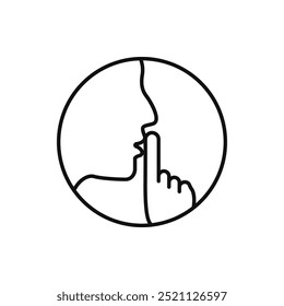 do not disturb icon, please do quiet, pssst or shhh gesture lips, silence or secret, keep shut mouth, line symbol on white background - editable stroke vector illustration eps10