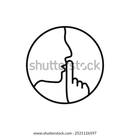 do not disturb icon, please do quiet, pssst or shhh gesture lips, silence or secret, keep shut mouth, line symbol on white background - editable stroke vector illustration eps10