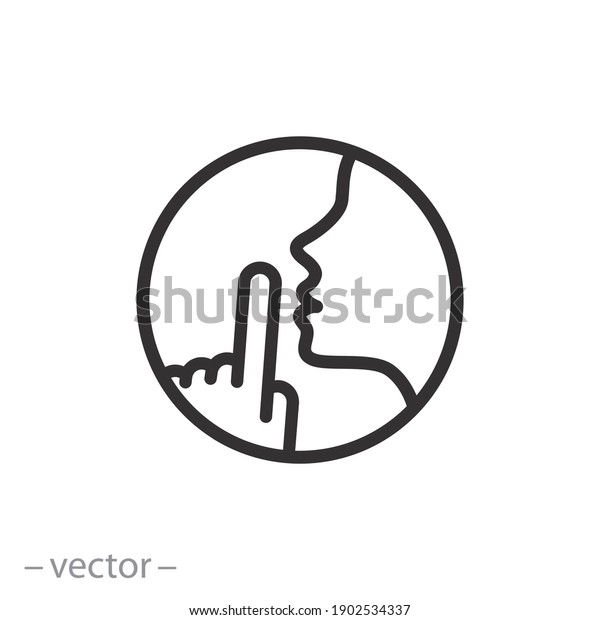 do not\
disturb icon, please do quiet, pssst or shhh gesture lips, silence\
or secret, keep shut mouth, line symbol on white background -\
editable stroke vector illustration\
eps10