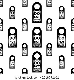 Do Not Disturb Icon Seamless Pattern, Door Knob Hanging Sign Vector Art Illustration