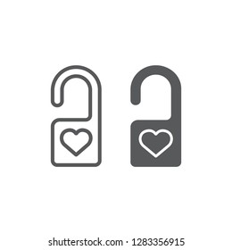 Do not disturb line and glyph icon, privacy and tag, door hanger sign, vector graphics, a linear pattern on a white background, eps 10.