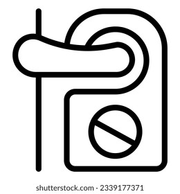 No perturbe el icono de la línea. Ilustración vectorial del colgador de la puerta aislada en blanco. Diseño de estilo de esquema de etiqueta de alerta, diseñado para web y aplicación. Eps 10
