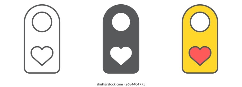 Não perturbe ícone de linha, cartão e feriado, sinal de cabide de porta, gráficos vetoriais, um padrão linear em um fundo branco, eps 10