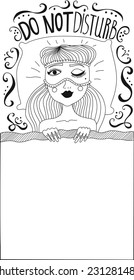 Do Not Disturb Me. Sleeping Girl in sleeping mask. Vector Illustration.