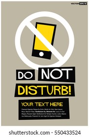 Do Not Disturb No Sign On Smart Phone  (Flat Style Vector Illustration Poster Design) With Text Box Template