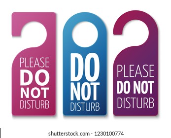 Do Not Disturb Room Vector Signs. Hotel Door Hangers