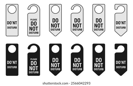 Do Not Disturb Sign, Door Hanger Tags, vector illustration isolated on white background.