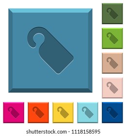 Do not disturb sign engraved icons on edged square buttons in various trendy colors