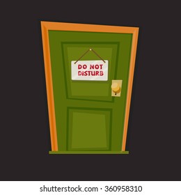 Do not disturb! sign hanging with door - vector illustration