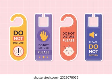 Do Not Disturb Sign. Hotel Door Warning Messages. Please do not disturb hotel design. hotel hanger signs. vector illustration.