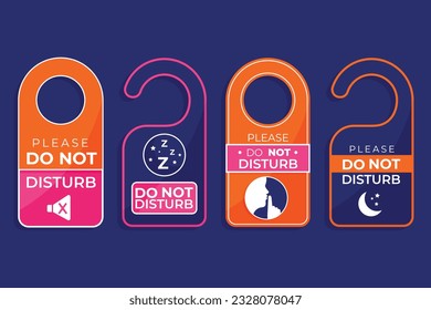 Do Not Disturb Sign. Hotel Door Warning Messages. Please do not disturb hotel design. hotel hanger signs. vector illustration.