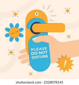 Do Not Disturb Sign. Hotel Door Warning Messages. Please do not disturb hotel design. hotel hanger signs. vector illustration.