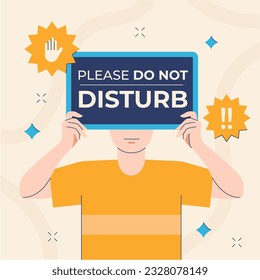 Do Not Disturb Sign. Hotel Door Warning Messages. Please do not disturb hotel design. hotel hanger signs. vector illustration.