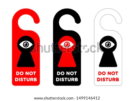 Do Not Disturb sign. Hotel door hanger. Door warning messages isolated on white background. Please do not disturb. Vector set of unique door hangers. Door hanger mockup. Alert sign.