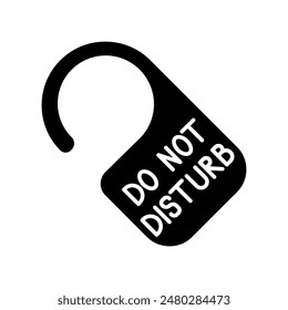 Do not disturb sign icon. Blue door hanger, hotel privacy, quiet room, no interruption, rest, relaxation, silence.